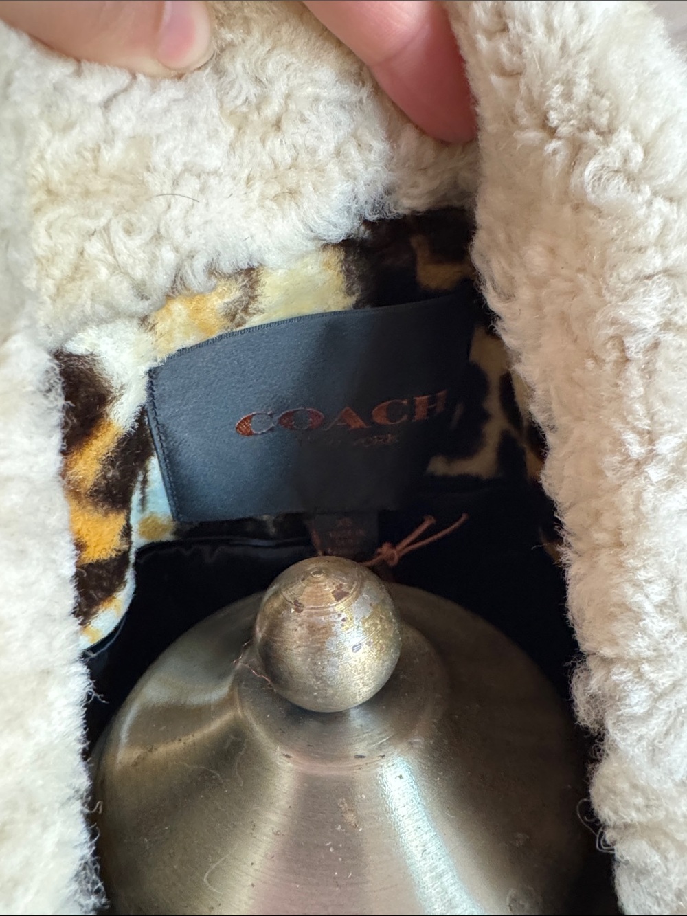 Leopard Print Faux Fur Coat with Shearling Collar - Women's - Picture 7 of 11